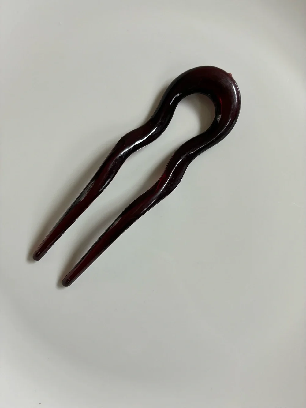 French Sleek Burgundy U Shaped Hair Pin With Wave design- women’s accessories